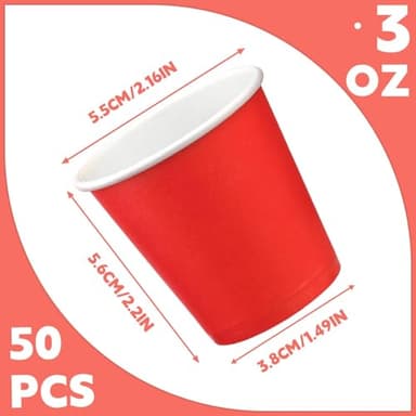 Huaiid 50 Pack 3 oz Paper Cups Red, Small Bathroom Cups Disposable Mouthwash Cups, Espresso Paper Cups for Party Travel Picnic BBQ - Image 2