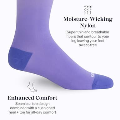 Comrad Knee High Socks - 15-20mmHg Graduated Compression Socks, (Pink/Purple, Small) - Soft & Breathable Foot & Calf Support for Men, Pregnant Women, Nurses, Home, Work & Travel - Image 4