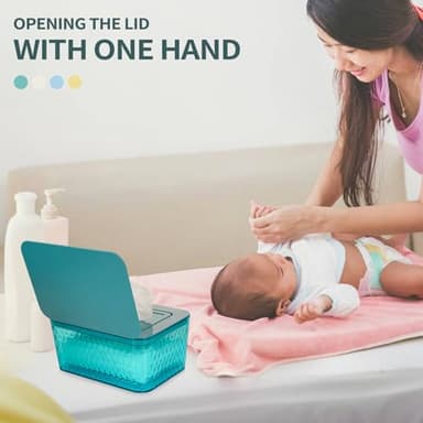 Whiidoom Wipes Dispenser, One-Handed Operation Wipe Holder for Baby & Adult, Seal-Designed Wipes Container for Bathroom Keep Diaper Wipes Fresh (Green) - Image 4