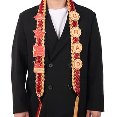 Graduation Ribbon Leis 2025 Class of 2025 Graduation Decor Gift Graduates Senior for Him Her Congrats Grad (Gold & burgundy) - Image 4