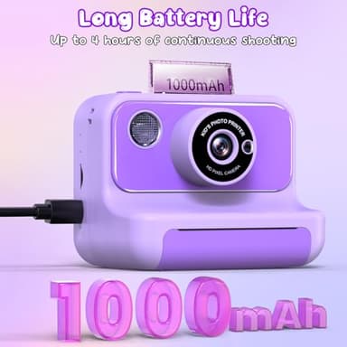 Kids Camera Instant Print, Christmas Birthday Gifts for Girls and Boys, 1080P HD Video Digital Kids Camera with 32G Card, Toddler Camera for 3-12 Years Old, Purple - Image 5