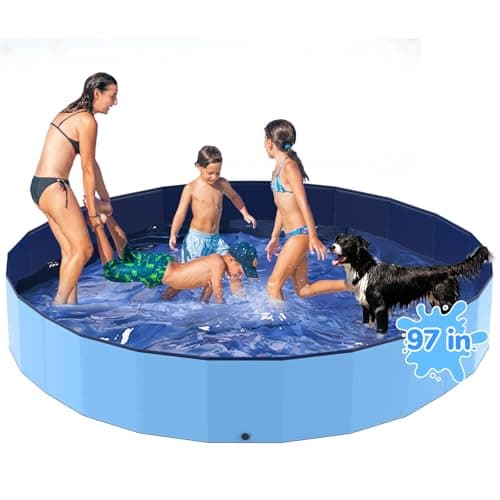 Bilibara 97'' Foldable Dog Pool, Kiddie Pool, Plastic Non-Slip Kids Pools, Heavy Duty Dog Pad for Large Dogs, Oversized Pet Dogs Bathtub, Indoor and Outdoor Kids Pet Wading Pools - Image 1