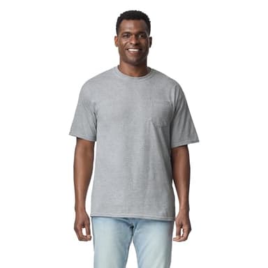 Gildan Men's DryBlend Workwear T-Shirts with Pocket, 2-Pack Shirt, Sport Grey, XXX-Large - Image 2