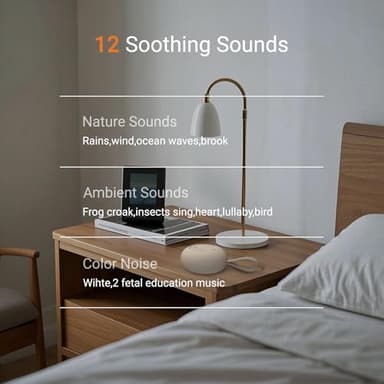 Portable Baby Sound Machine [White Noise for Babies Kids Adults][Sleep Soother][Timer Function][12 Soothing Sounds] 15 Hours Battery Life, Travel,Registry Gift,Shower,Clips on Baby Stroller - Image 2