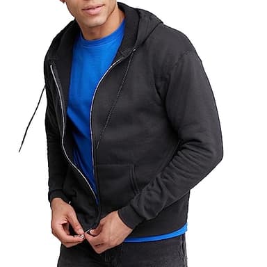 Hanes Men's Full-Zip Eco-Smart Hoodie, Black, Small - Image 1