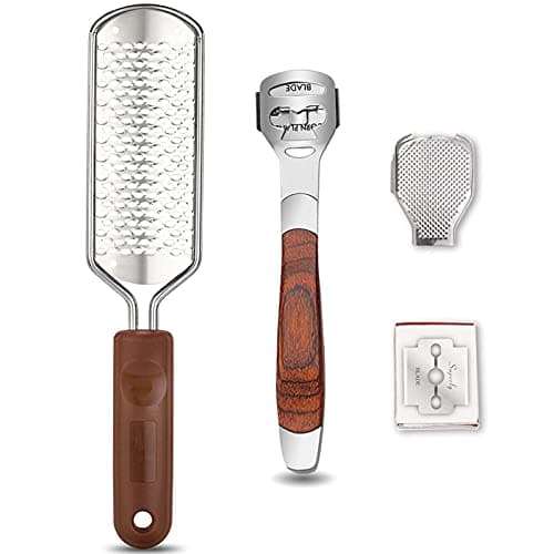 Colossal Foot Rasp & Wood Handle Callus Shaver (10 Replacement & 1 File Foot Heads), Pedicure Foot File Kit, Heel Scraper for Feet, Foot File Callus Remover - Image 1