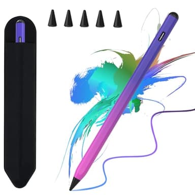 Stylus Pen for iPad 2018-2023, 15mins Fast Charge Apple Pencil for iPad 9th&10th Generation, Apple iPad Pro 11&12.9", iPad 8/7/6th Gen, iPad Air 3rd/4/5th Gen, iPad Mini 5/6th Gen (Purple Rose) - Image 1