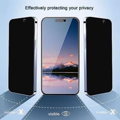 Ailun Privacy Screen Protector for iPhone 16 / iPhone 15 / iPhone 15 Pro [6.1 Inch] 3 Pack Anti Spy Private Tempered Glass Anti-Scratch Case Friendly [3 Pack][Not for iPhone 16 Pro 6.3 inch] - Image 2