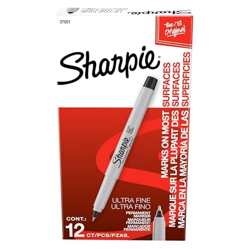 Sharpie Permanent Markers, Ultra Fine Tip, Black, 12 Count - For Classroom, Office, Home, Quick Drying, Fade Resistant, For Wood, Plastic, Paper, Metal, Ideal for Posters, Drawing, Coloring - Image 1