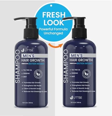 Uttse Biotion Hair Growth Shampoo for Men: Natural Thickening Shampoo with Tea Tree Oil Ginseng Mint for Hair Loss and Thinning Hair - 10.1 fl.oz, Dark Blue - Image 5