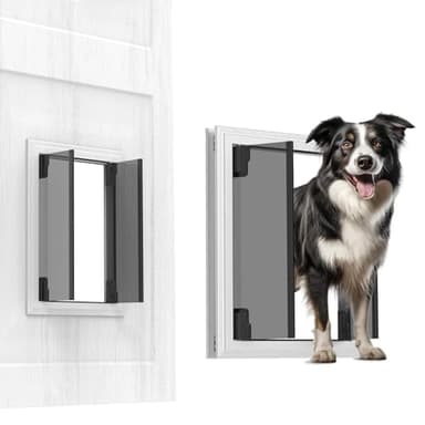 Large Dog Door, Energy Efficient French Doggy Door with Aluminum Frame, Telescoping Tunnel, Magnetic Flaps and Sliding Lock Panel - Large - Image 1
