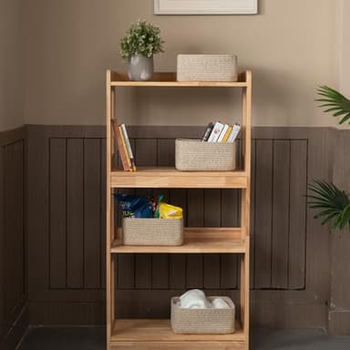 OIASKET 4 Pack Small Storage Shelf Baskets for Organizing, Mini Woven Rope Storage Bins for Towels, Cute Decorative Closet Organizer，Baby Nursery, Gift Empty Baskets -11.81''Lx7.87''Wx4.72''H'-Brown - Image 2