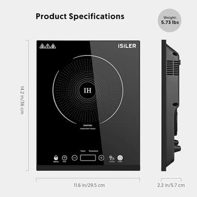 Portable Induction Cooktop, iSiLER 1800W Sensor Touch Electric Induction Cooker Hot Plate with Kids Safety Lock, 6.7" Heating Coil, 18 Power 17 Temperature Setting Countertop Burner with Timer - Image 6