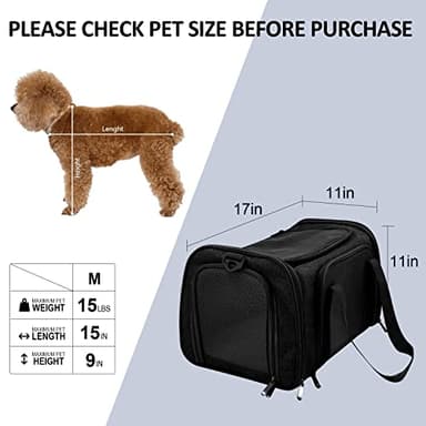 Henkelion Cat Carriers Dog Carrier Pet Carrier for Small / Medium Cats Dogs Puppies (Up To 15lbs), TSA Airline Approved Small Dog Carrier Soft Sided, Collapsible Waterproof Travel Puppy Carrier -Black - Image 8
