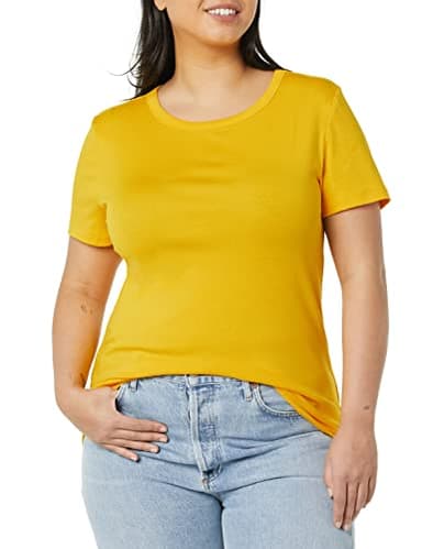 Amazon Essentials Women's Slim-Fit Short-Sleeve Crewneck T-Shirt, Pack of 2, White/Gold, XX-Large - Image 5