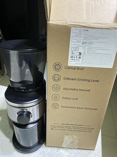 Ollygrin Burr Coffee Grinder, Electric Conical Coffee Bean Grinder With 30 Adjustable Grind Settings For 2-12 Cups, Sliver & Black - Image 10