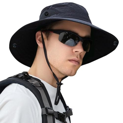 ZOORON Sun Hats for Men Women, Fishing Bucket Hats, Wide Brim UV Protection Waterproof Breathable Boonie Hats (1Pack-Black) - Image 1