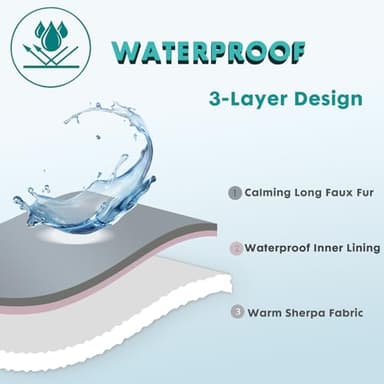 gogobunny Waterproof Dog Blanket for Large Dogs, Cats, Puppy, Reversible Faux Fur Pet Throw Blanket, Washable, Calming Furniture Protection for Sofa Bed (25x35 Inch (Pack of 1), Beige) - Image 2