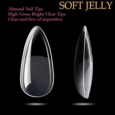 UNA GELLA Almond Gel Nail Tips, 504PCS Pre Etched Clear Fake Nails Tips Medium Almond Shape - 12 Sizes Full Cover Soft Acrylic Press On Nail Extensions No C Curve Gift for Diy at Home - Image 6