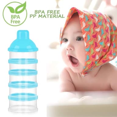 Accmor Formula Dispenser On The Go, 5 Compartments Stackable Formula Container for Travel, Baby Milk Powder Kids Snack Container, BPA Free - Image 6