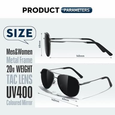 phikttu Sunglasses Men Polarized Aviator Sunglasses for Men Women Fishing Driving Sun glasses Metal Frame UV400 Protection - Image 3