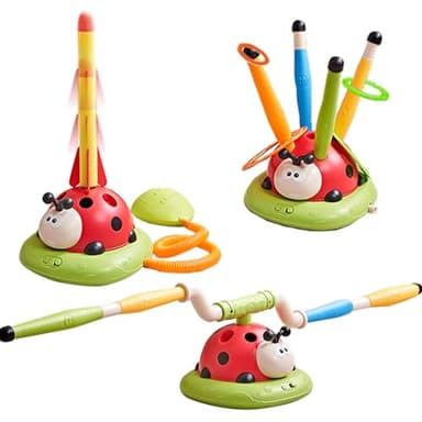 Powza 3 in 1 Musical Jump, Toss Ring Game and Stomping Launch Rocket Launcher for Kids Outdoor Toys with Remote Control, Indoor Outside Toy for Kids Ages 4-8 Toys for Ages 5-7 8-13 Birthday Gifts - Image 1