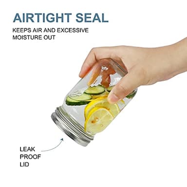 CycleMore 20 Pcs 12oz Glass Mason Jars With Silver Separable Lids, 350ml Round Canning Jars for Honey, Jam, Herb, Wedding Favor, Kitchen Storage Wide Mouth Bottles for Crafts, Meal Prep - Image 3