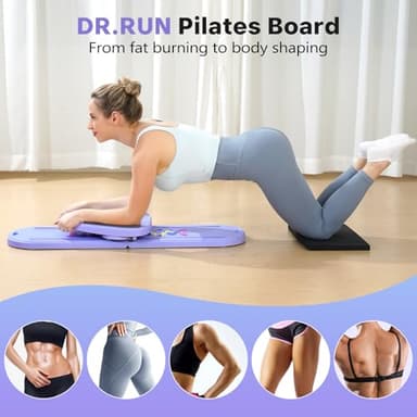 Pilates Board, Pilates Reformer Set, 7 in 1 Multifunctional Pilates Reformer Machine with Timer, Portable Foldable Pilates Board for Home Workout, Pilates Kit with Storage Bag, Purple - Image 3