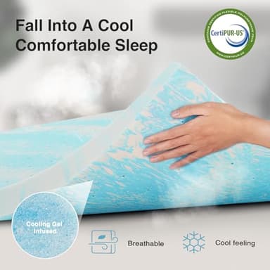Novilla Memory Foam Mattress Topper King - 2 Inch Cooling Gel Infused Memory Foam | Slow-Rebound Pressure Relief | CertiPUR Certified | Comfort for Sleeper Sofa, RV, Camper, Dorm Room - Image 2