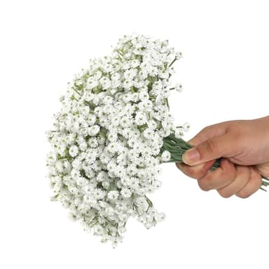 30pcs Babys Breath Artificial Flowers for Indoors Fake Plastic Plants Faux Shrubs Greenery Wheat Grass for Spring Summer Window Box Office Table Kitchen Home Decoration (White) - Image 1