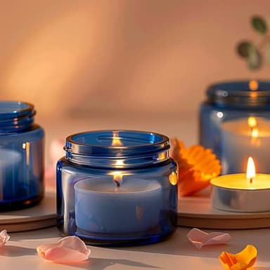KEYWING 2oz Small Glass Jars with Black Lids, 35 Pack Blue Round Glass Cosmetic Jars with Inner Liners for Cream, Lotions, Powders and Ointments - Image 5