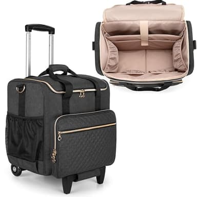 LUXJA Rolling Teacher Bag with Laptop Compartment and Detachable Dolly, Multifunctional Rolling Teacher Tote Bag (Patent Pending), Black - Image 1