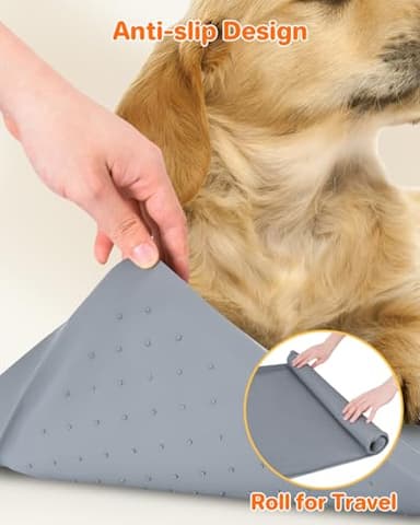 Pee Pad Holder for Dogs, 27"X27" Non-Slip Silicone Puppy Pad Holder with 1-Inch Raised Edge, Floor Protection for Indoor Use, Fits Most Training Pads, Easy to Clean, Grey - Image 4