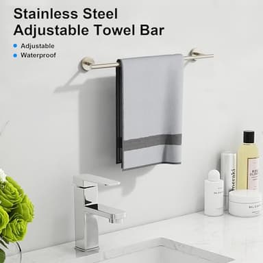Round Bathroom Towel Bar, Stainless Steel Towel Holder Towel Rack for Bathroom Wall Mounted Towel Rod Heavy Duty Hand Towel Holder Organizer Modern Home Decor,Nickel - Image 2