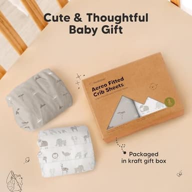 KeaBabies 2-Pack Fitted Crib Sheets for Boys, Girls, Baby - Soft Bamboo Viscose Cotton, 52x28 Standard Crib Mattress Sheets, Toddler Bed Mattress Cover, Gender Neutral, Breathable, Durable (Savannah) - Image 9