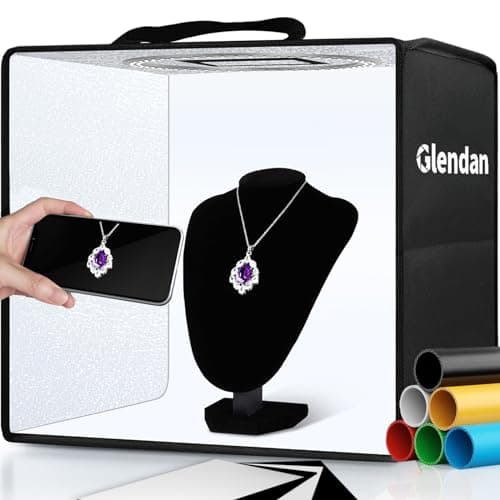 Glendan Portable Photo Studio Light Box,12"x12" Professional Dimmable Shooting Tent Kit with 112 LED Lights & 6 Backdrops for Jewelry and Small Items Product Photography - Image 1