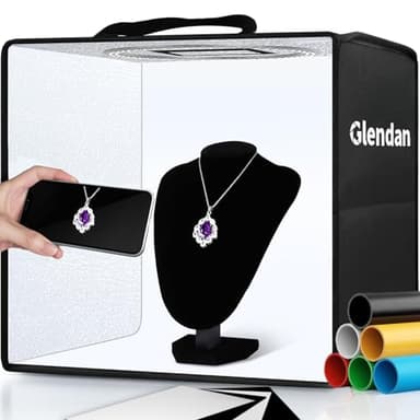 Glendan Portable Photo Studio Light Box,12"x12" Professional Dimmable Shooting Tent Kit with 112 LED Lights & 6 Backdrops for Jewelry and Small Items Product Photography - Image 1