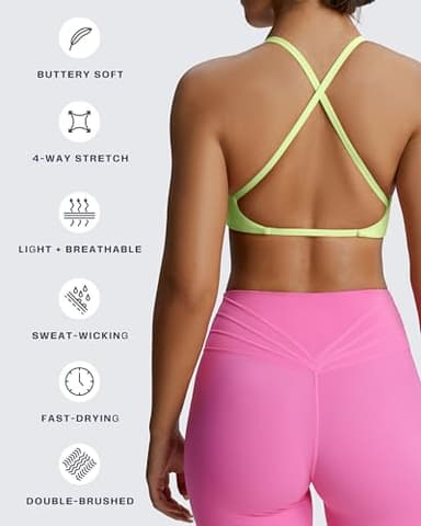 Aoxjox Women's Workout Sports Bras Fitness Backless Padded Sienna Low Impact Bra Yoga Crop Tank Top (Paradise Green, Large) - Image 4