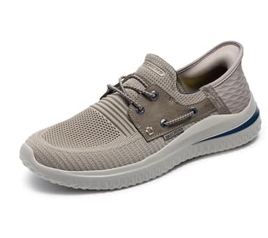 Skechers Men's Delson 3.0-Roth 210606 Low Profile Bungee Lace Slip-Ins, Taupe, 10.5 - Image 1