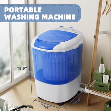 Elevon QD-MINIPWM-BL-1G Portable Mini Washing Machine with Spin Dryer 5.5 lbs Washers, Rotary Timer Controller, Compact Laundry for Home, Apartment, RV, White/Blue - Image 2