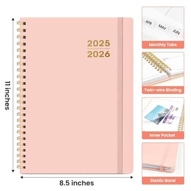 Academic Planner 2025-2026 For Women & Men, Monthly and Weekly Calendar Planner, Jul 2025 - Jun 2026, A4 (8.5" x 11"), Teacher Student Planning Book with Tabs, Ideal for Office School Supplies - Pink - Image 4