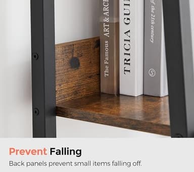 VASAGLE Bookshelf, 5-Tier Narrow Book Shelf, 11.8 x 13.3 x 66.9 Inches, Ladder Shelf for Home Office, Living Room, Bedroom, Kitchen, Rustic Brown and Ink Black ULLS109B01 - Image 6