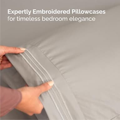 Queen Size 4 Piece Sheet Set - Comfy Breathable & Cooling Bed Sheets Set - Hotel Luxury Bedding for Women, Men, Kids, Teens, Boys & Girls - Deep Pockets, Soft and Wrinkle Free - Oeko-Tex - Light Grey - Image 6