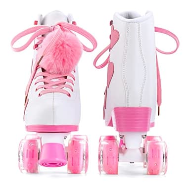 Ruthfot Women's and Girl's Classic Roller Skates with Light up Wheels and Love Heart Pattern, High-top PU Leather Rollerskates… - Image 7