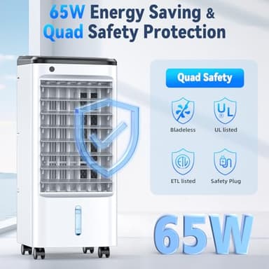 FANCOLE Windowless Portable Air Conditioners with 6 Ice Packs, 12H Smart Timer for Auto-off, 26Ft Remote, Top Fill Dual Tank, 3Speeds Evaporative Air Cooler, 70°Auto Swing Swamp Cooler Air Conditioner - Image 8