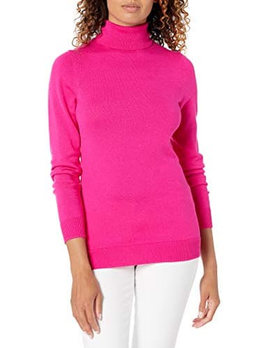 Amazon Essentials Women's Classic-Fit Lightweight Long-Sleeve Turtleneck Sweater (Available in Plus Size), Bright Pink, Medium - Image 1