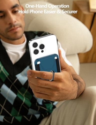 For Magsafe Wallet with Grip, 6-Card Holder, Stronger Magnetic Card Wallet Holder for iPhone 17/16/15, iPhone 14/13/12 Series, Leather Magnetic Phone Wallet with Privacy Flap, RFID Blocking, Blue - Image 4