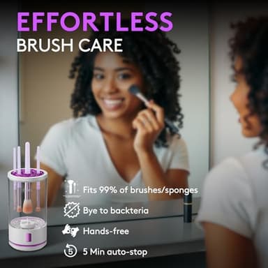 Electric Makeup Brush Cleaner machine, 2 in 1 Makeup Brush Washer, Battery Operated Automatic Spinning Cosmetic Brush Cleaner Ceanser For All Type Brushes Sponges - Image 2