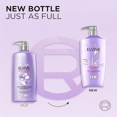L'Oreal Paris Elvive Hyaluron Plump Shampoo and Conditioner Set for Dehydrated, Dry Hair with Hyaluronic Acid Care Complex, 1 Kit (2 Products) - Image 5
