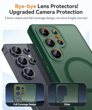CANSHN Designed for Samsung Galaxy S25 Ultra Case (2025) [Full Camera Protection] [Compatible with Magsafe] Translucent Matte Back Protective Phone Cover, Deep Green - Image 3